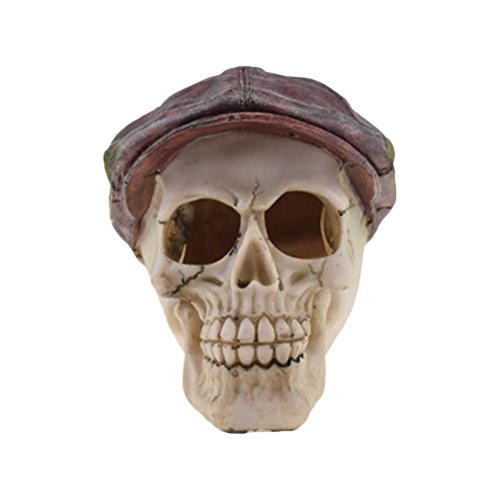 BESTOYARD Halloween Skull Decor Horror Novelty Toy Comedy Spoof Human Prop Resin Skull Head Ornament (Stylish Skull Head with Hat)