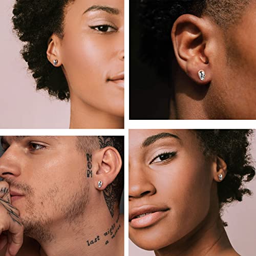 Suplight 925 Sterling Silver Skull Earrings Halloween Jewelry Dainty Punk Skeleton Skull Stud Earrings for Women Men