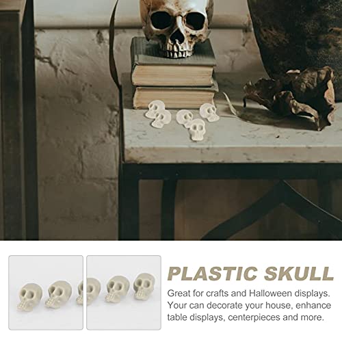 Holibanna 50pcs Halloween Plastic Skull Head Mini Skull Bone Model Fake Skull Toys Realistic Skeleton Skull for Halloween Desktop Decor