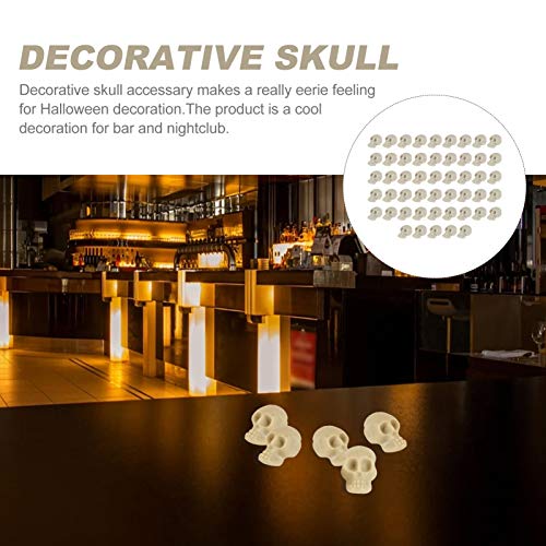 Holibanna 50pcs Halloween Plastic Skull Head Mini Skull Bone Model Fake Skull Toys Realistic Skeleton Skull for Halloween Desktop Decor