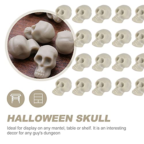 Holibanna 50pcs Halloween Plastic Skull Head Mini Skull Bone Model Fake Skull Toys Realistic Skeleton Skull for Halloween Desktop Decor
