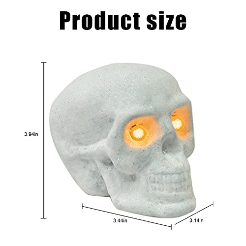 EYQ Halloween Skull Decorations 2PCS With LED Light, Head skeleton Halloween ornaments Festival Home Decoration Skull Black&White