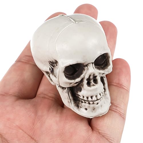 NUOBESTY 18pcs Mini Plastic Skull Heads Realistic Skeleton Ornament Halloween Prank Prop Party Decoration Party Favors Toys DIY Gift Accessaries 5CM