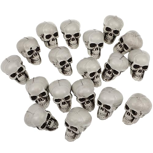 NUOBESTY 18pcs Mini Plastic Skull Heads Realistic Skeleton Ornament Halloween Prank Prop Party Decoration Party Favors Toys DIY Gift Accessaries 5CM