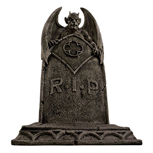 Design Toscano DB160282 The Vampire Demon Halloween Tombstone Gothic Decor Garden Graveyard Statue, Polyresin, Greystone, 56 cm