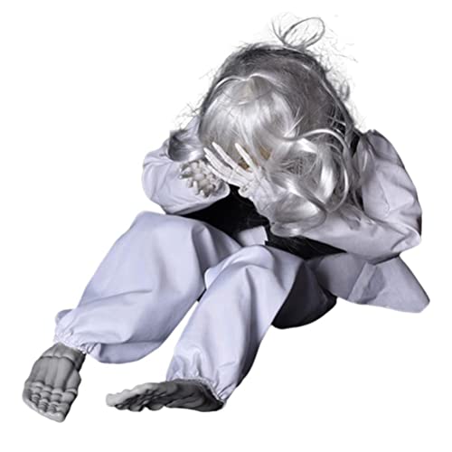 Rachel Scary Doll Halloween, Crying Ghost Decoration Props With Voice Control, Baby Ugly Haunted For Halloween House Dolls Decorations Atmospheres Horror Theme Party Props, White