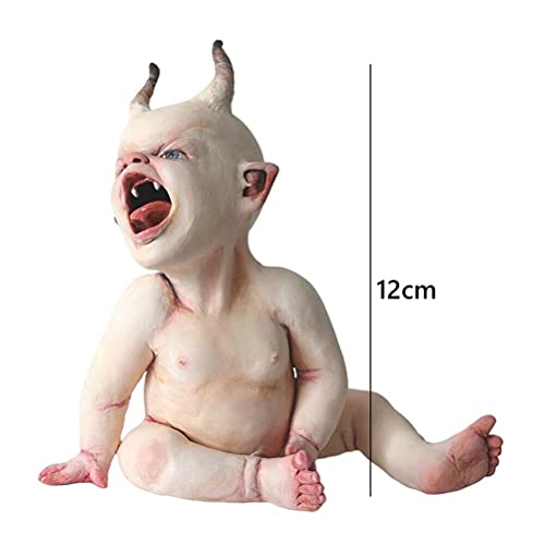 YQkoop Halloween Haunted Doll Resin Statue Creepy Baby Zombie Scary Ghost Baby Doll Halloween Haunted House Decoration Props, color