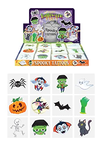 Henbrandt 48 x Spooky Halloween Vampire Pumpkin Bats Kids Pretend Transfers Tattoos