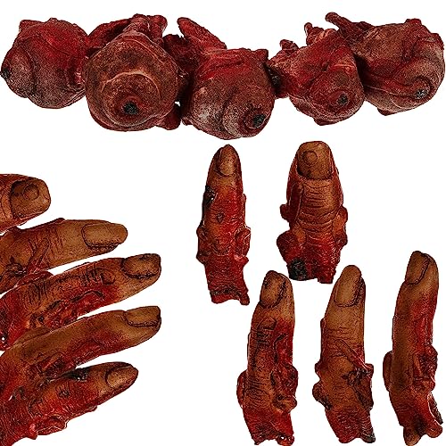 15 Pieces Halloween Broken Fake Body Parts Decoration Scary Fake Fingers Eyeballs Horror Props Halloween Haunted Room Vampire Zombie Horror Party Favors