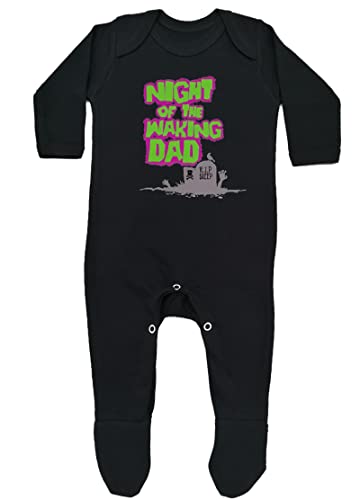 Night of the Waking Dad Zombie Sleepsuit for Boys or Girls | Alternative Funny Horror Movie Baby Outfit | Halloween, Goth Baby Clothes or New Baby Gift | BABY MOO'S UK (as8, age, 6_months, 12_months)