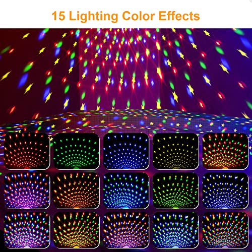 Disco Lights, Gritin 360°Rotation Music Activated Disco Ball Lights with 4M/13ft USB Cable & Remote Control - [ Dynamic Star Pattern Effect ] 3W RGBY Party Lights for Kids Birthday,Home Gathering,etc