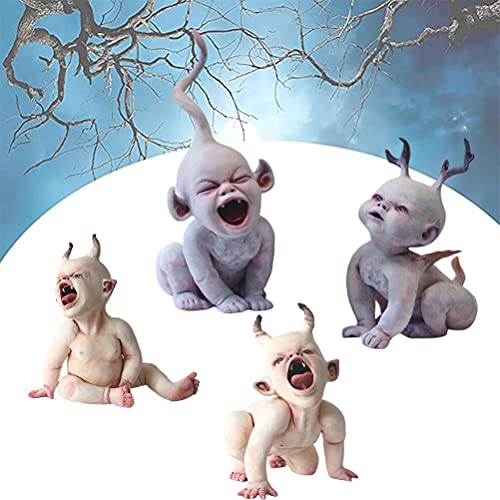 Tianbi Halloween Scary Ghost Baby Doll, Resin Statue Craft, Halloween Prop Baby Doll Decorative,Halloween Haunted House Decoration
