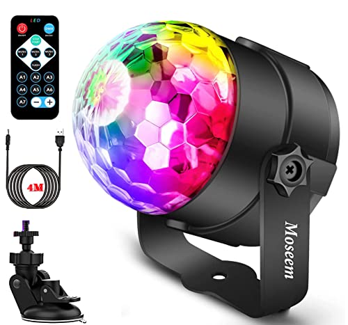 Disco Light, USB Powered DJ LED Light for Parties, Moseem Sound Activated Party Light with Remote Control, Disco Ball Lights for Kids Halloween Xmas Birthday Disco Parties