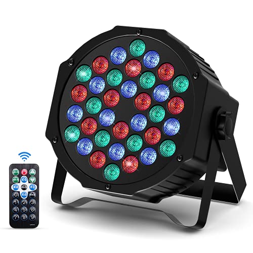 72W 36 Par Light RGB LED Stage Light with Wireless Controller Strobe Flash Effect Party Light via DMX512 Sound Automatic Disco Light for DJ Bar Birthday Wedding Halloween Christmas