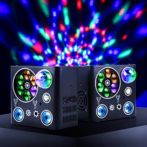Stage Light Disco Light,5 in 1 LED Effect Light with Magic Ball,LED Pattern Strobe Lights with UV Effect,Sound Activated and DMX Controlled DJ Lights for Wedding,Church,Christmas,Halloween