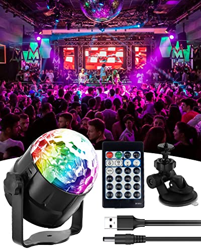 E-SMARTER Disco Lights 360° Rotation Sound Activated Disco Light 15 Light Effects, 4M/13ft Disco Ball Party Lights for Kids Halloween Birthday Xmas Party Christmas, with USB Cable