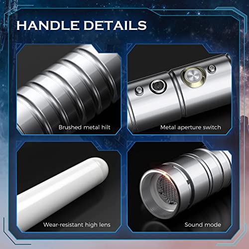 Lischwert 2Pack LightSaber,Connectable 2-in-1 Dueling Metal Light Sabers Changeable 7 RGB Color 3 Modle Voices,Smooth Swing & Fight Sound Effects, Gift Party Favors&Kids Fancy Dress（Sliver）