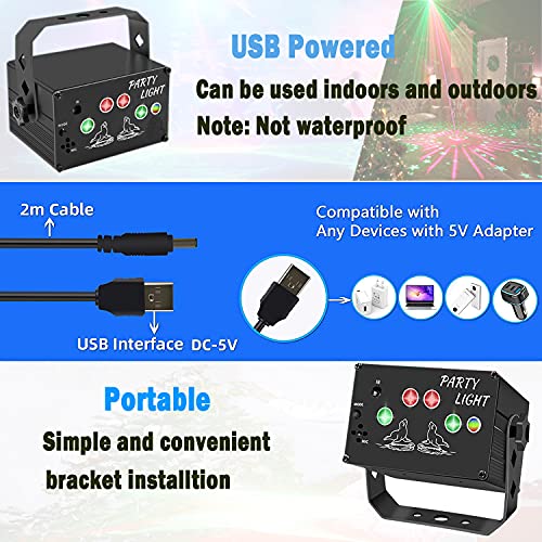 Disco Lights, New Upgraded USB DJ Party Northern Lights,Sound Activated 120 LED Patterns and Strobe Flash Effects with Remote Control for Holidays, Parties, Halloween and Christmas (Black)