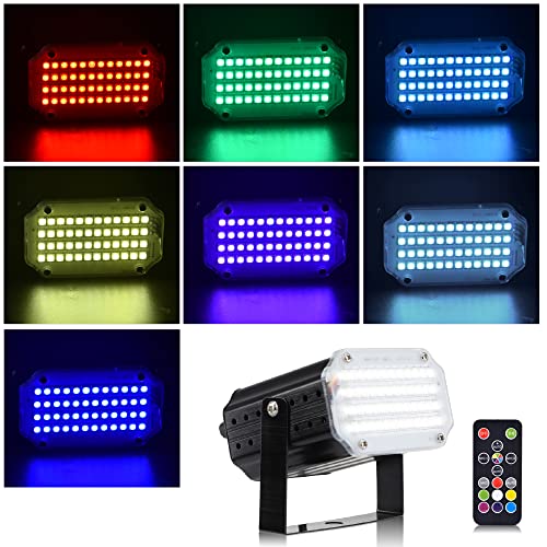 Mini Strobe Lights, 48 LED Disco Lights, Upgraded Party Light with Remote Control, Sound Activated and Speed Control LED Disco Lights for Disco, Wedding, Christmas, Halloween, and Party