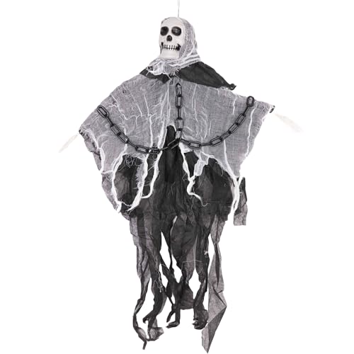 90cm Skeleton In Chains Ghost Skull Halloween Hanging Decoration Grim Reaper Haunted House Prop Scary Spooky