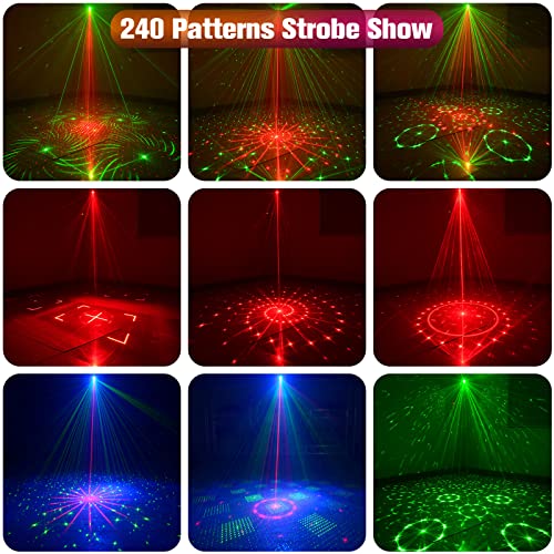 Katomi Disco Lights with Strobe Projector 240 Patterns Effects,Remote Control Mini LED UV Party Lamp with Music Activated for Birthday,Home Gathering, Christmas,Halloween,Stage Rave USB Powered