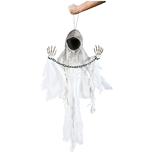 I LOVE FANCY DRESS LTD Faceless Spectre Halloween Prop Animated Decoration - Red Light up Eyes & Sound Effects - Wailing Ghost Prop with Motorised Arms - Halloween Props - Pack of 1