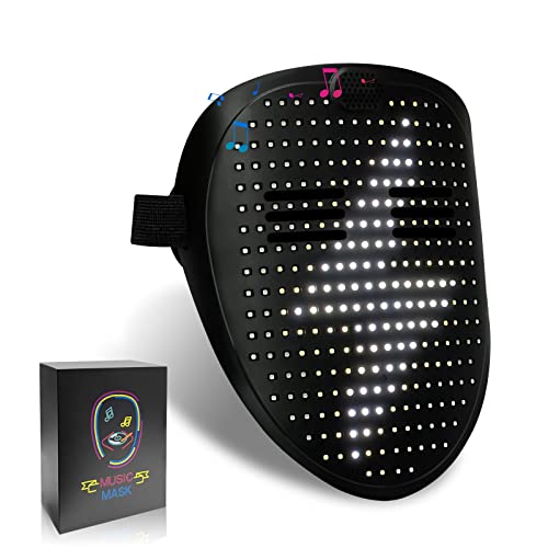 MOYACA Led Mask with Sound Effects and Gesture Sensing, Transforming Light up Music Mask with Sound Effects for Halloween Rave Costume Christmas Cosplay Birthday Masquerade Dj Parties