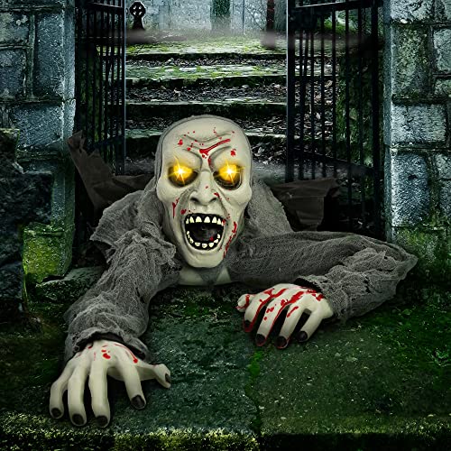 JOYIN Halloween Light-Up Zombie Groundbreaker Animated with bloodstain and Creepy Sound for Halloween Outdoor, Lawn, Yard, Patio Decoration, Halloween Haunted House decorations