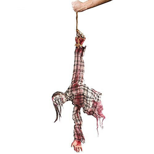 I LOVE FANCY DRESS Hanging Zombie Halloween Prop Animated Decoration - Red Light up Eyes & Sound Effects - Hanging Zombie Prop with Motorised Arms - Halloween Props - Pack of 1