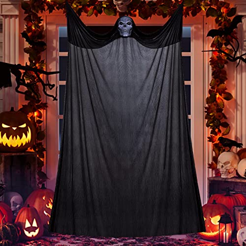 FORMIZON Halloween Hanging Ghost Decorations, 10.8ft(3.3m) Long Halloween Hanging Skeleton Ghost Scary Props, Large Hanging Flying Gauze Ghost Moving Decorations for Outdoor Indoor Yard Bar Party (2)