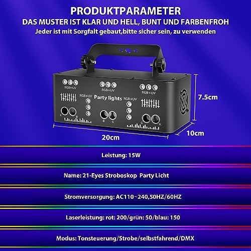 Disco Light Party Light, LED RGB Light DJ Projector Music Controlled DJ Disco Lights, DMX Effect Spotlight for KTV Family Reunion Wedding Birthday Halloween