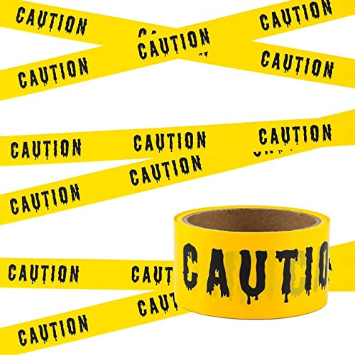 Halloween Caution Tape,Halloween Hazard Tape,Tape Warning Halloween,Yellow Hazard Warning Tape,Barrier Tape Yellow Caution Tape Roll for Workplace Danger Areas Halloween Decorations Party.25m * 4.8cm