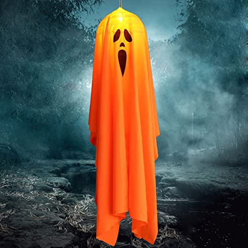 heimanba Hanging Ghost Outdoor Halloween Decorations Pumpkin Led Light Up Cloth Pendant Cloth Indoor Scary Horror Haunted Bar House Outdoor Hanging Decor (B)