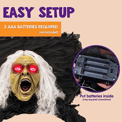 JOYIN Halloween Outdoor Decoration Light up with Grounderbreaker with Sound Effect, Scary Halloween Props Décor Best Halloween Decorations, Haunted House Outdoor, Lawn, Yard Decor