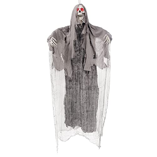JOYIN Halloween 67" Hanging Light-Up Grim Reaper Outdoor Decoration, Halloween Skeleton Grim Reaper for Haunted House Prop Décor
