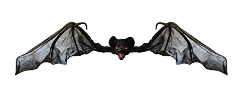 SCARY HALLOWEEN ANIMATRONIC BAT DECORATION - NOISE ACTIVATED VAMPIRE BAT WITH MOTORISED HEAD & WINGS, SCARY SOUND EFFECTS AND GLOWING RED EYES - PERFECT DECORATION FOR HALLOWEEN EVENTS