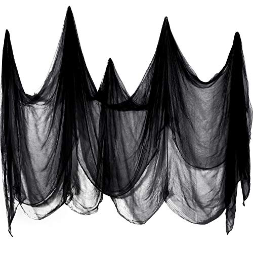 Boao Halloween Decorations Halloween Creepy Cloth, Cotton Muslin Spooky Cheesecloth for Halloween Party Indoor Outdoor Spook Houses Doorways (Black,85 x 197 Inch)