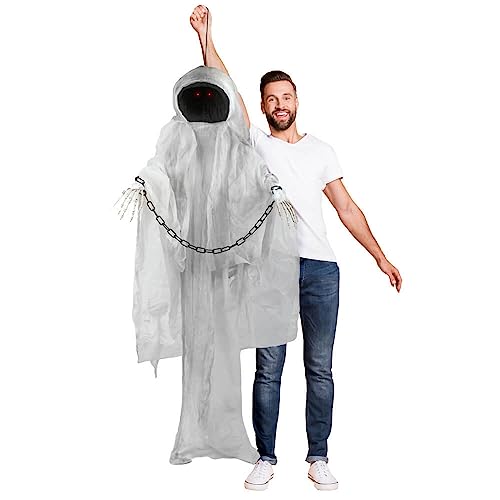 I LOVE FANCY DRESS Faceless Spectre Halloween Prop 68"/173cm Animated Decoration Large - Red Light up Eyes & Sound Effects - Wailing Ghost Prop with Motorised Arms - Halloween Props - PACK OF 1