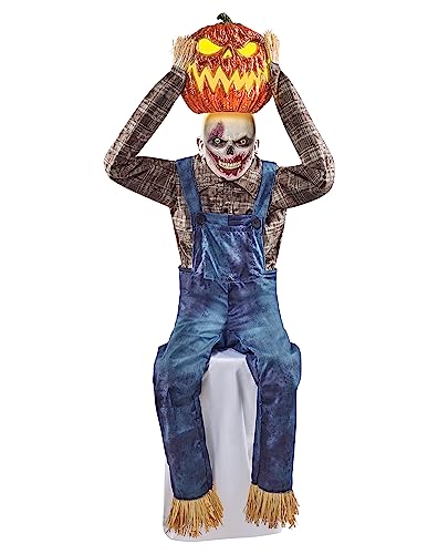 Spirit Halloween 3.6 Ft Lil Jack Carver Animatronic | Decorations | Animated | Yellow Light Up LEDs | Pop-Up Motion