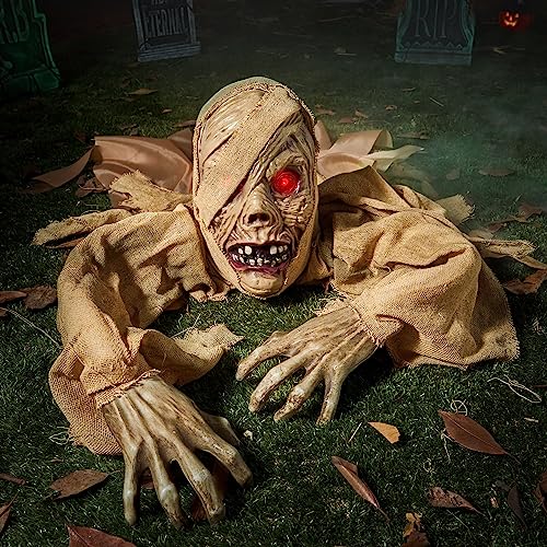 JOYIN Halloween Zombie Groundbreaker Decoration, Zombie Groundbreaker with Light-up Eyes and Creepy Sound (Sound Activation) for Halloween Outdoor, Lawn, Yard, Patio Decoration, Haunted House Props