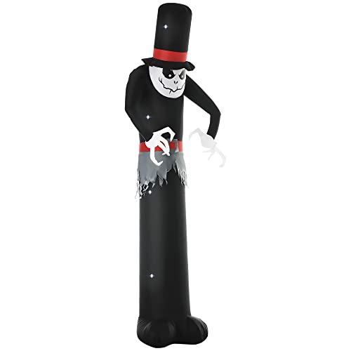 Outsunny 10ft Inflatable Halloween Skinny Ghost in a Tall Hat, Blow-Up Outdoor LED Display for Garden, Lawn, Party, Holiday