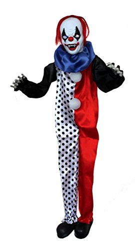 I LOVE FANCY DRESS LTD Scary Clown Halloween Prop Animated Decoration - Red Light up Eyes & Sound Effects - Noise Activated Clown Prop with Motorised Legs - Halloween Props - Pack of 1