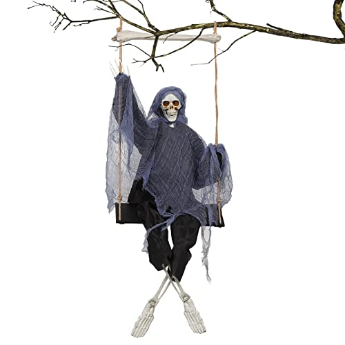 FunsLane Halloween Hanging Ghosts Decorations, 35.4” Skeleton Grim Reapers Decorations for Halloween Yard Tree Haunted House Prop Decor, Halloween Outdoor Indoor Decoration