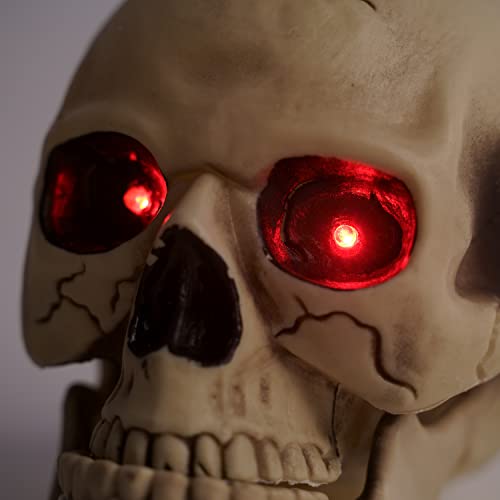 FINGOOO Halloween Skull and Arms Set with Lightning Eyes, Scary Halloween Skeleton Outdoor Decoration Party Décor