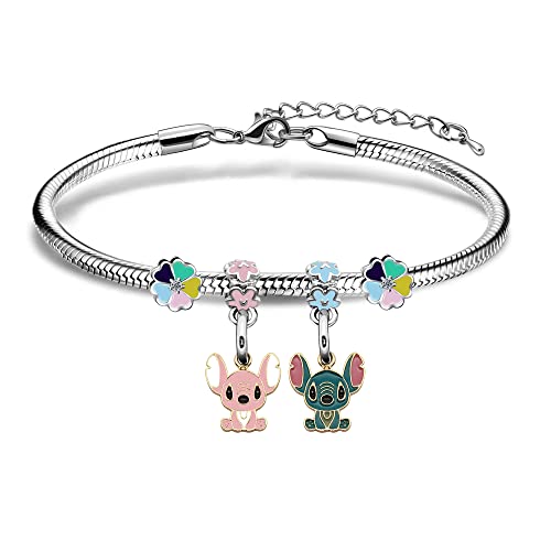 JQFEN Stitch Bracelet Gift for Girls,Cute Funny Pendant Cartoon Reminder Gift for Daughter Children's Day Sisters Friends Colleague Birthday Christmas