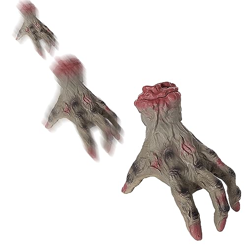 ELAMAS Halloween Animatronics Crawling Zombie Hand Decorations - Sound Activated with Creepy Sound, Scary Motion Haunted House Holiday Severed Hand Decor Horror Prop for Indoor/Outdoor, Yard Lawn