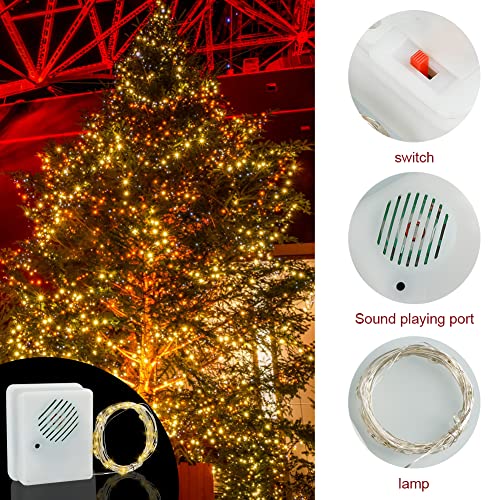 BAISE DIY Christmas Sound Sensor with 3m/9.8ft LED String Lights, Christmas Music Speaker with Decorative Lights, Christmas Song Voice-activated Props for Party Xmas Tree Decor