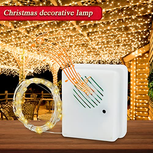 BAISE DIY Christmas Sound Sensor with 3m/9.8ft LED String Lights, Christmas Music Speaker with Decorative Lights, Christmas Song Voice-activated Props for Party Xmas Tree Decor