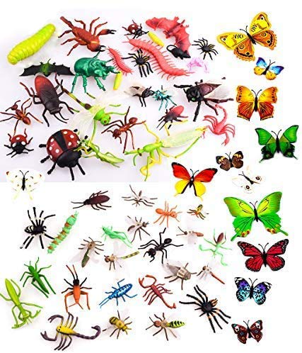 OOTSR 39pcs Plastic Insects and Bugs for Kids, Insect Figures Toys with Colorful Butterfly Wall Sticker for Education/Halloween Toys/Themed Parties/Birthday Gifts