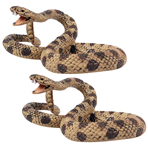 STOBOK Fake Snake Toy: 2pcs High Simulation Snake Rubber Snake Figure for Halloween Prank Props Garden Props, Look Real Scary Snake Toy, Wildlife Animal Model Toy 6cm x 3.5cm